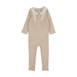 Mema Knit Sand Overall Embroider Collar Onesie Set