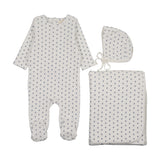 Mema Knit Blue Floral Velour Layette Set