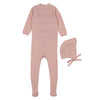 Mema Knit Peach Dust Bebe Footie/Bonnet