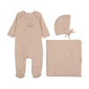 Mon Tresor Barely Pink Velour Vase Petals Layette Set