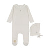 Mon Tresor Ivory/Green Blooming Footie and Bonnet