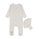 Mon Tresor Ivory/Green Blooming Footie and Bonnet