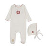 Mon Tresor Ivory/Rose Geo Floral Footie and Bonnet