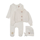 Mon Tresor Ivory/Pink Keepsake Cardigan Footie Set
