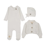 Mon Tresor Ivory/Green Keepsake Cardigan Footie Set