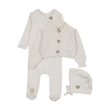 Mon Tresor Ivory/Green Keepsake Cardigan Footie Set