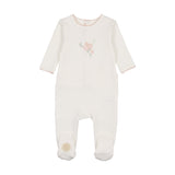 Mon Tresor Ivory/Pink Heirloom Blossom Footie