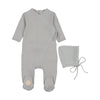 Mon Tresor Pearl Blue Knit Twist Footie/Bonnet