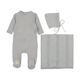 Mon Tresor Pearl Blue Knit Twist Layette Set