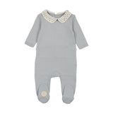 Mon Tresor Pearl Blue Crochet Collar Footie