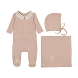Mon Tresor Rose Dust Crochet Collar Layette Set