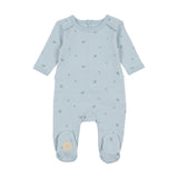 Mon Tresor Niagara Blue Plush Print Footie