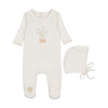 Mon Tresor Ivory/Rose Natures Footie and Bonnet