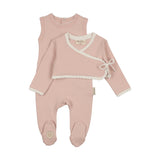 Mon Tresor Orchid Pink Scalloped Wrap Cardi Layette Set
