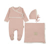 Mon Tresor Orchid Pink Scalloped Wrap Cardi Layette Set - 3m