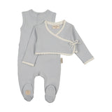 Mon Tresor Blue Dawn Scalloped Wrap Cardi Layette Set