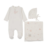 Bonne Bonne Ivory/Pink Swanlily Layette Set