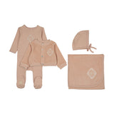 Mon Tresor Pink Whip Monogram Maj Cardigan Set
