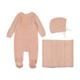 Mon Tresor Rose Smoke French Weave Layette Set