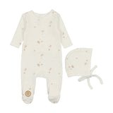 Mon Tresor Ivory/Pink Butterfly Footie and Hat