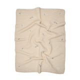 Peluche Cream/Blue Embroidered Waffle Blanket