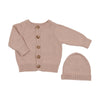 Peluche Rose Knit Embossed Cardigan and Beanie