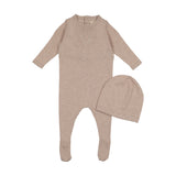 Peluche Taupe Signature Knit Footie and Beanie