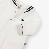 Petit Bateau White Sailor Collar Footie