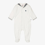 Petit Bateau White Sailor Collar Footie
