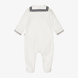 Petit Bateau White Sailor Collar Footie