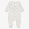 Petit Bateau Velour Floral Footie with Collar