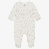 Petit Bateau Velour Floral Footie with Collar