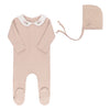 Ely's & Co Pink Heather Embroiderd Collar Footie/Bonnet
