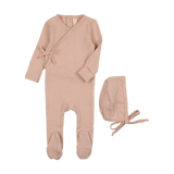 Lilette Peach Pinpoint Wrap Footie and Hat