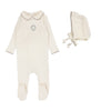 Lilette Cream/Oat Embroider Emblem Footie Set