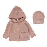 Lilette Dusty Pink Chunky Knit Cardigan Set
