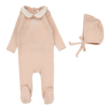 Lilette Dusty Pink Embroider Emblem Footie Set