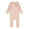 Lilette Dusty Pink Bear Applique Footie