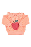 Piupiuchick Pink/Apple Print Collar Baby Sweatshirt