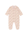 Petit Bateau Pink Velour Snap Floral Footie