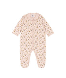 Petit Bateau Pink Velour Snap Floral Footie