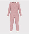 Petit Bateau Raspberry/White Stripe Pajamas