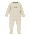 Petit Bateau Oatmeal Velour Fox Graphic Footie