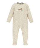 Petit Bateau Oatmeal Velour Fox Graphic Footie