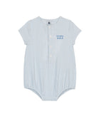 Petit Bateau White/Blue Seersucker Romper