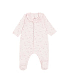 Petit Bateau Pink Velour Floral Collar Footie