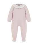 Petit Bateau Velour Pink Footie with Collar