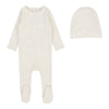 Lilette Cream/Blue Dotted Footie Set
