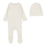 Lilette Cream/Blue Dotted Footie Set