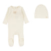 Lilette Cream Pointelle Emblem Footie Set